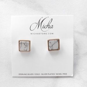 NWT Square Marble Earrings